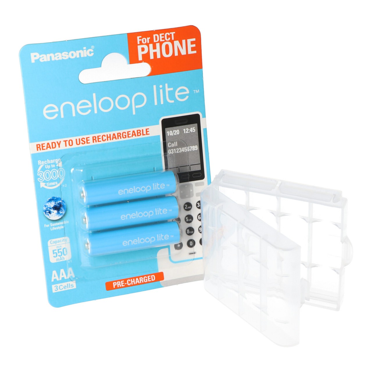 3er Panasonic eneloop Phone Lite Micro Akku BK-4LCCE/3DE NiMH 1,2V / 600mAh Akku für DECT Telefon inkl. AccuSafe AAA