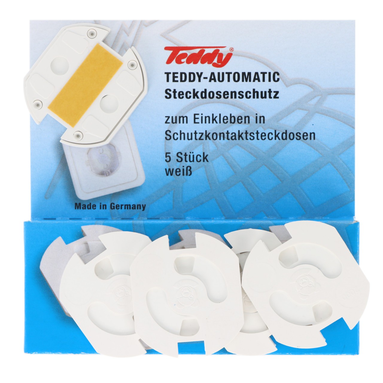 5 Stück Kinder Steckdosenschutz Teddy-Automatic Serie 6320, weiß 6320-001.01