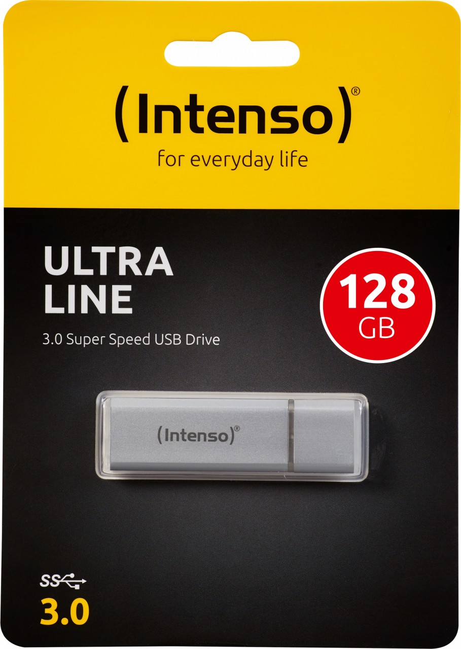 Intenso USB 3.0 Stick 128GB, Ultra Line, silber Typ-A, (R) 70MB/s, Retail-Blister
