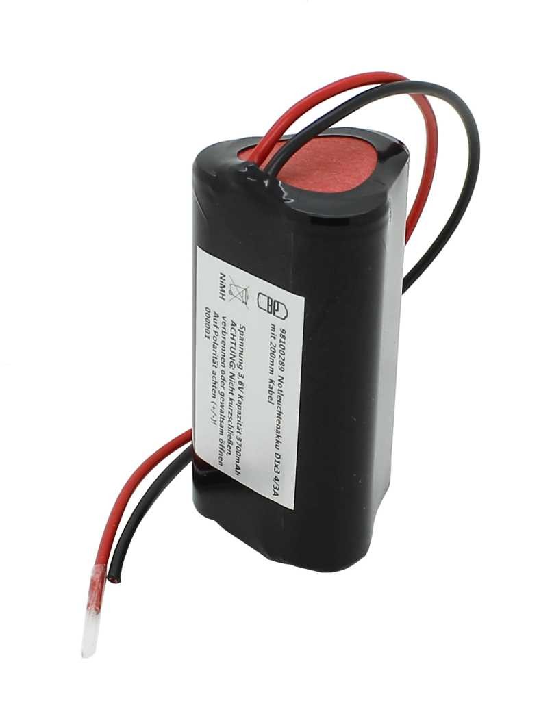 Notleuchtenakku NiMH 3,6V 3600mAh D1x3 4/3A mit 200mm Kabel
