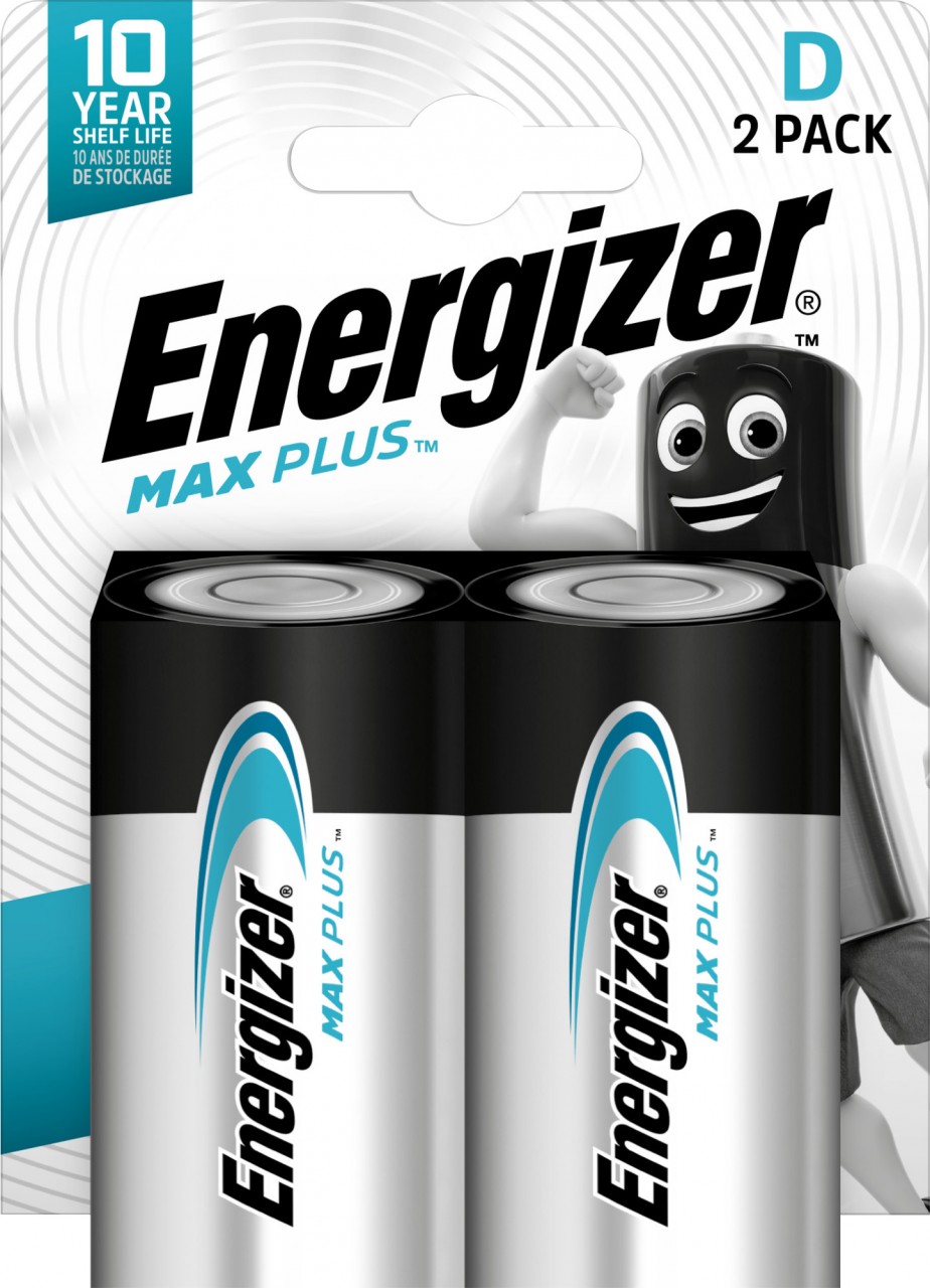Energizer Batterie Alkaline, Mono, D, LR20, 1.5V Max Plus, Retail Blister (2-Pack)