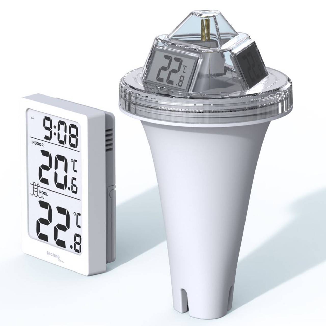 WS 9079 technoline Poolsensor inklusive Batterien, mit Innen- und Wassertemperaturanzeigein °C/°F
