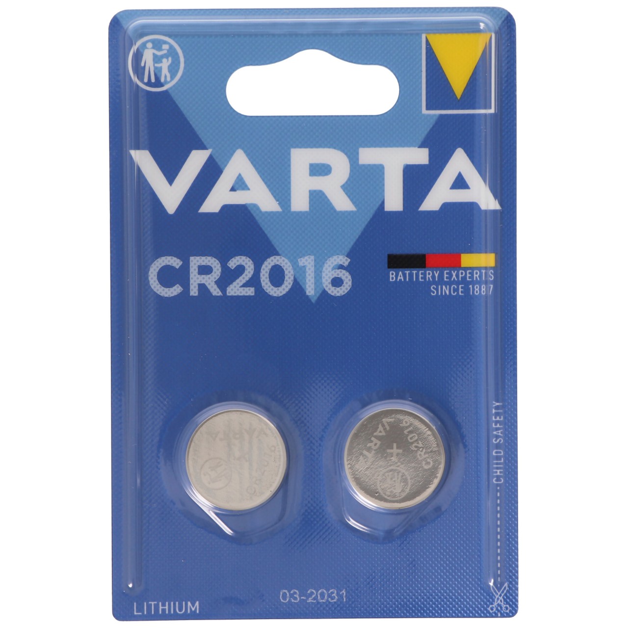 2 Stück Varta CR2016 Lithium Batterie IEC CR 2016