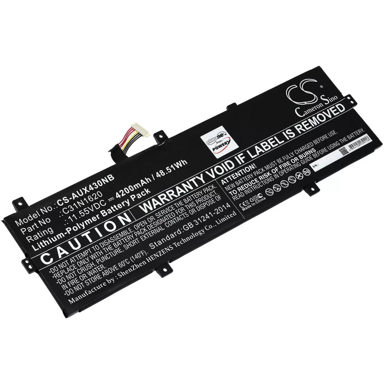 Akku passend für Laptop Asus ZenBook UX430UA-GV265T, UX430UA-GV272T, Typ C31N1620 - 11,55V - 4200 mAh