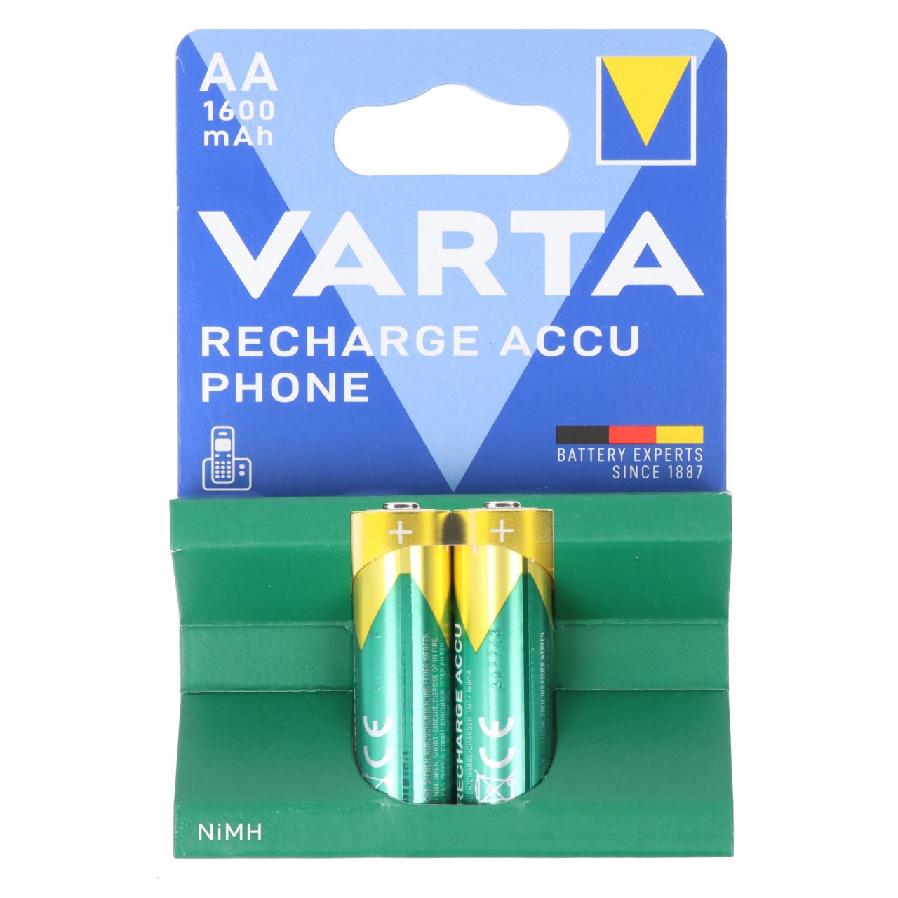 Varta T399 Phone Power Akku Mignon/AA 1600mAh, 50,5x14,5mm, 2er Pack Telefon Akku