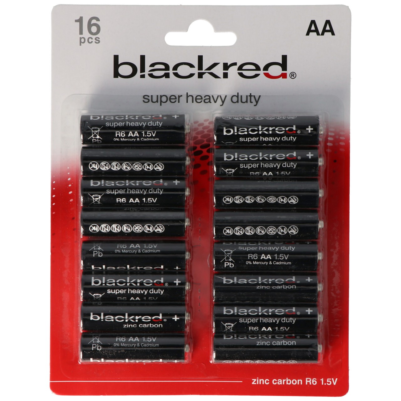 16er Sparpack AA, R6, Mignon 1,5V Super Heavy Duty BP16 Batterien, nicht wiederaufladbar, für nicht hochstromlastige Geräte geeignet