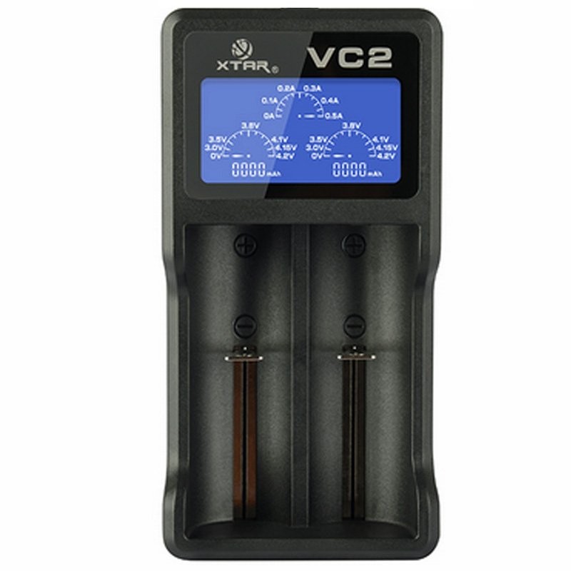 2-Schacht USB-Ladegerät mit großem Display, mit bis zu 0,5Ah Ladestrom