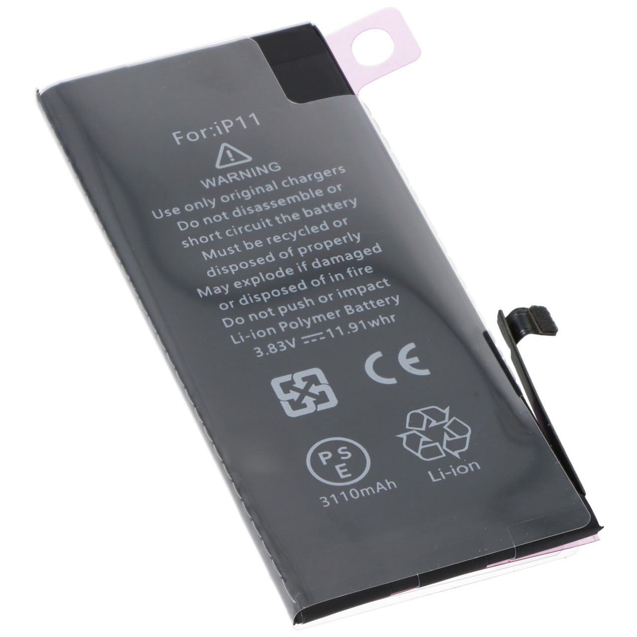 Akku passend für Apple iPhone 11, Li-Polymer, 3,83V, 3110mAh, 11,9Wh, built-in, ohne Werkzeug - without battery health information