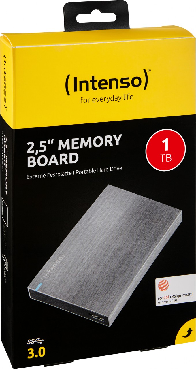 Intenso Festplatte 1TB, USB 3.0, 6.35cm (2.5''), schwarz Portable, Memory Board, Aluminium, Retail