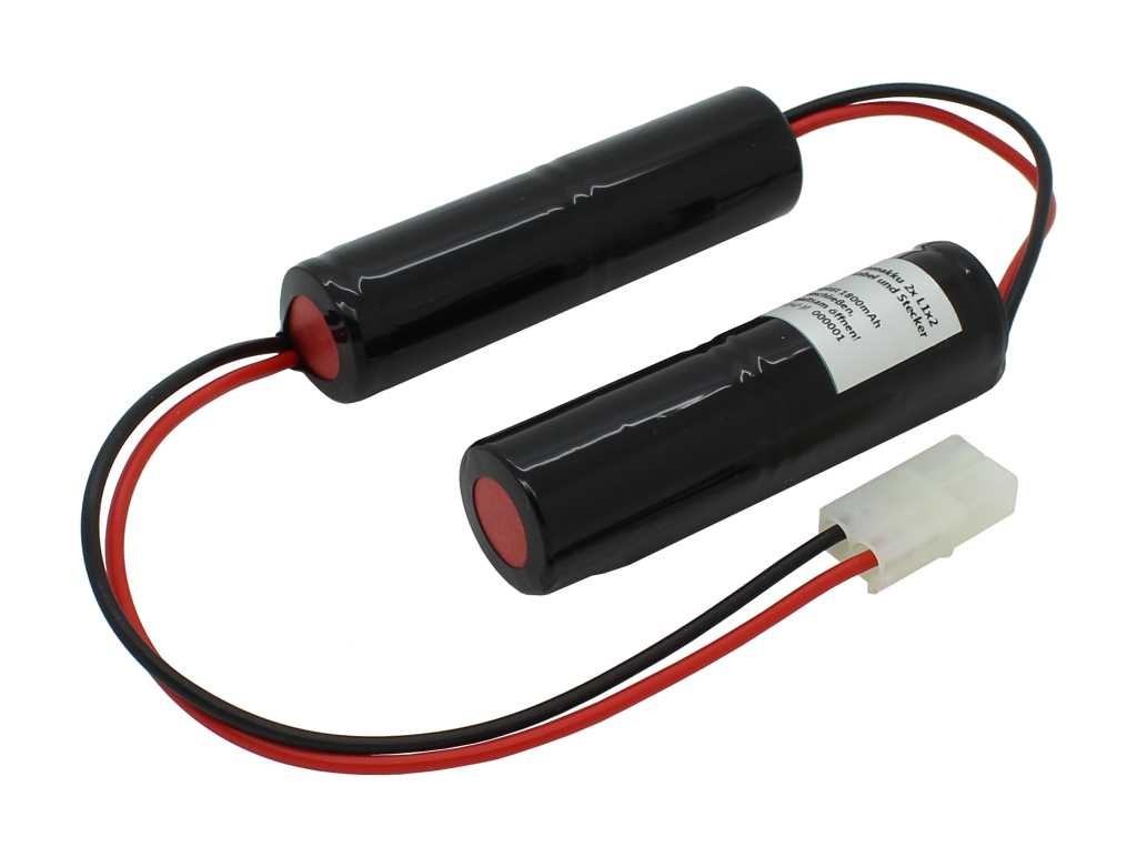 Notleuchtenakku NiCd 4,8V 1800mAh 2x L1x2 Sub-C mit 200mm Kabel und Stecker