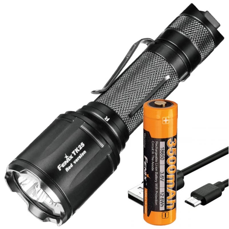 Fenix TK25Red rote und weiße LED Taschenlampe mit bis zu 1000 Lumen inklusive 3500mAh Akku