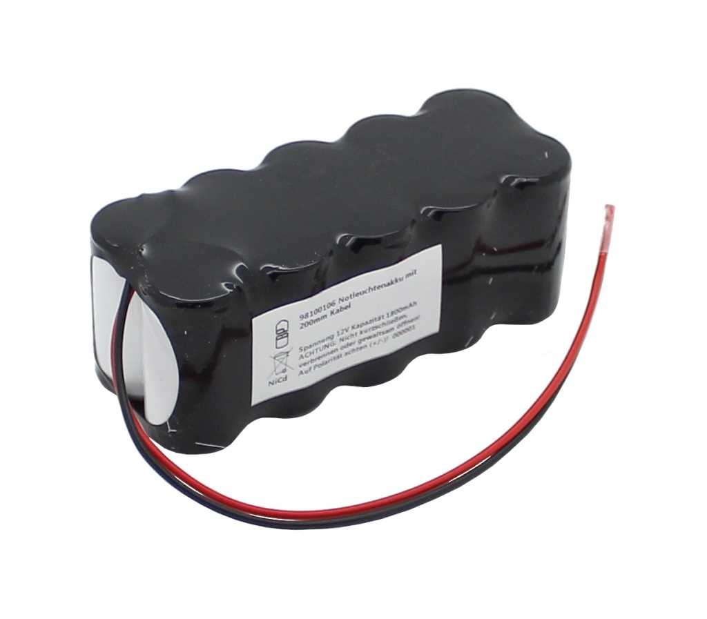 Notleuchtenakku NiMH 12V 1800mAh F2x5 Sub-C mit 200mm Kabel