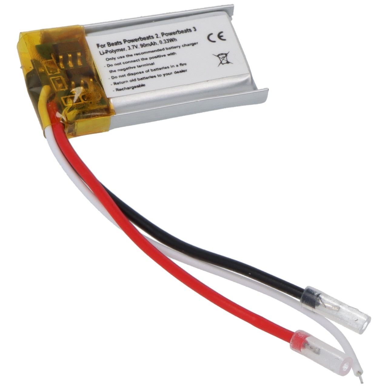 Akku passend für Beats Powerbeats 2, Powerbeats 3, Li-Polymer, 3,7V, 90mAh, 0,3Wh, built-in, ohne Werkzeug