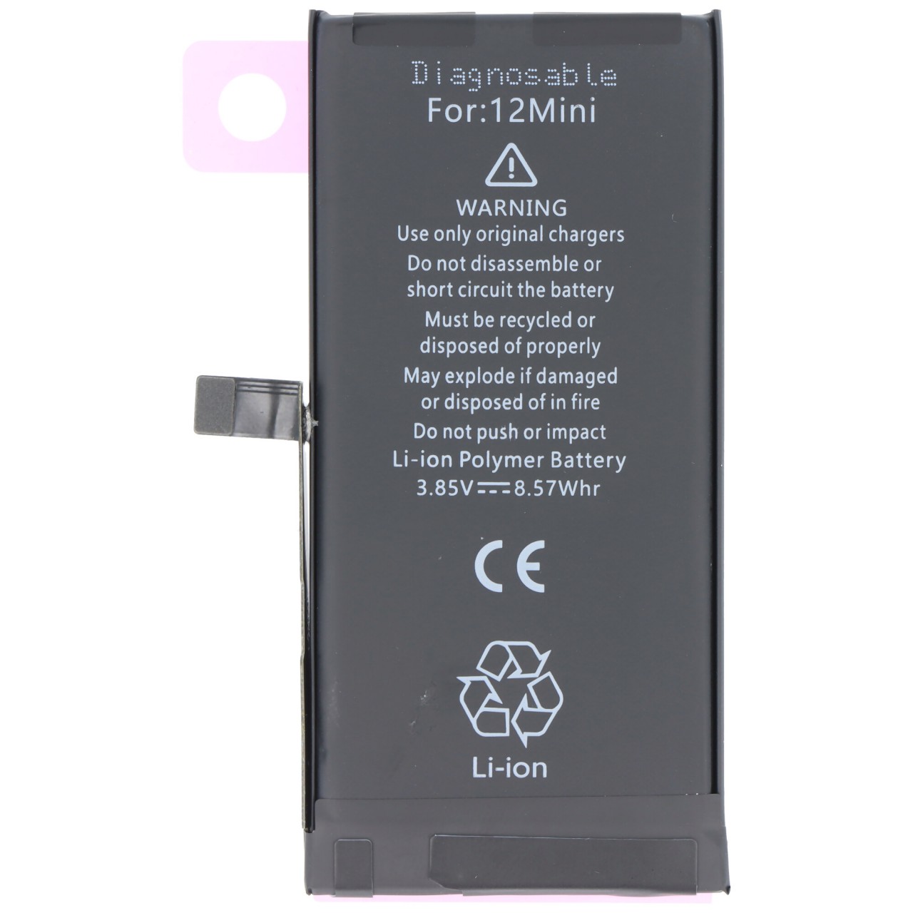 Akku passend für Apple iPhone 12 mini, diagnostizierbar, Li-Polymer, 3,85V, 2227mAh, 8,57Wh, ohne Werkzeug