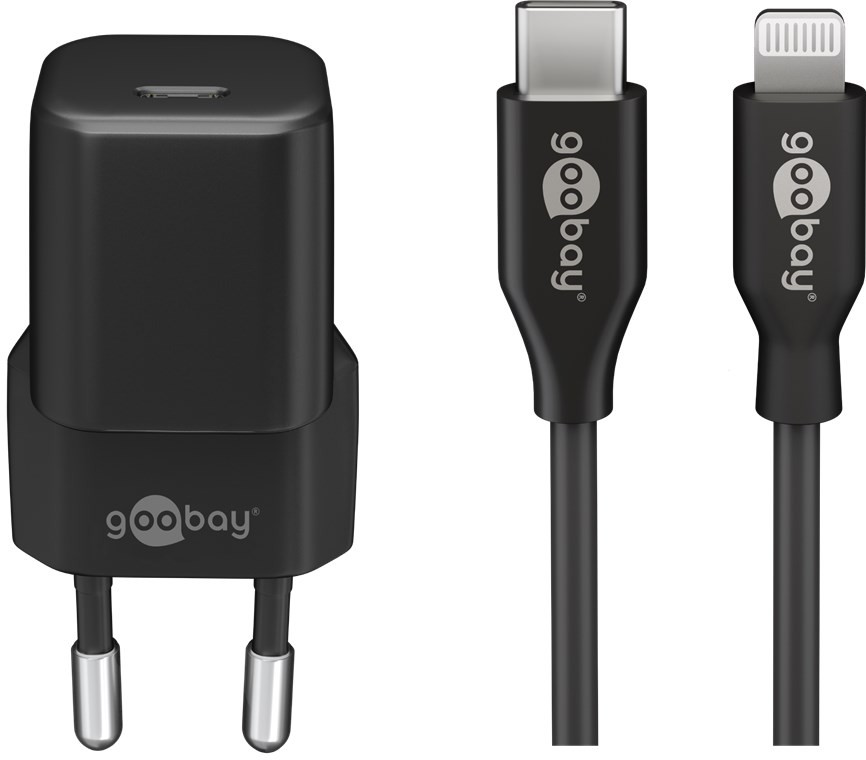 Goobay Lightning/USB-C™ PD-Ladeset nano (20 W) - USB-C™-Netzteil 20 W inklusive USB-C™ auf Lightning  Kabel für z. B. iPhone 12