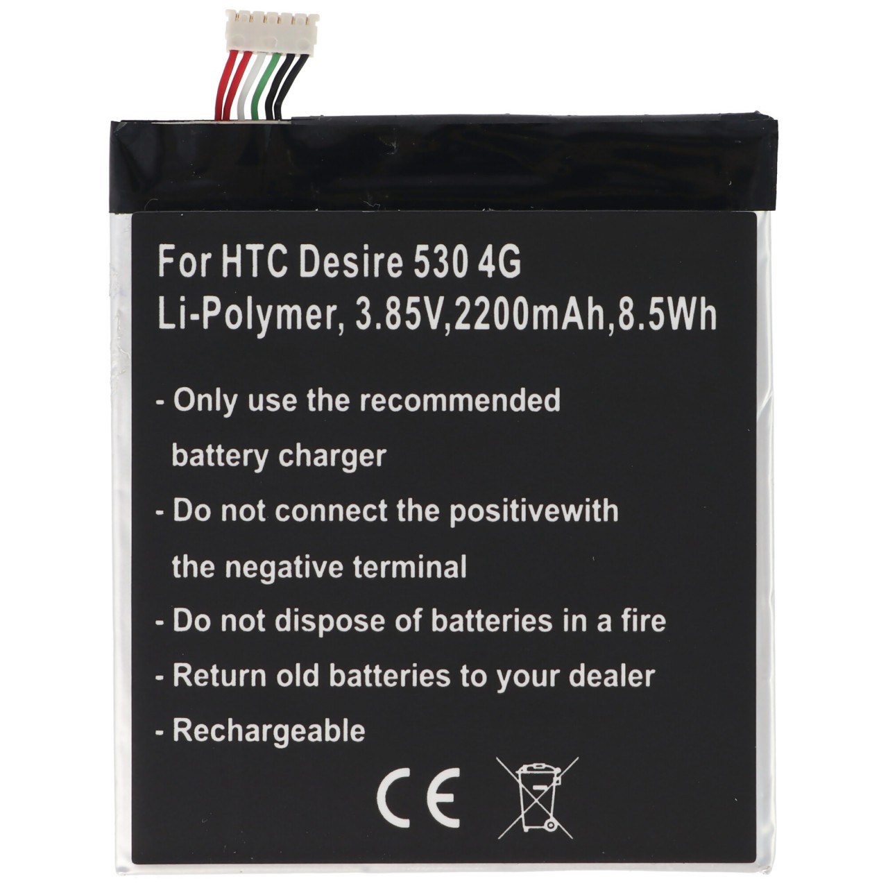 Akku passend für HTC Desire 530 4G, Li-Polymer, 3,85V, 2200mAh, 8,5Wh
