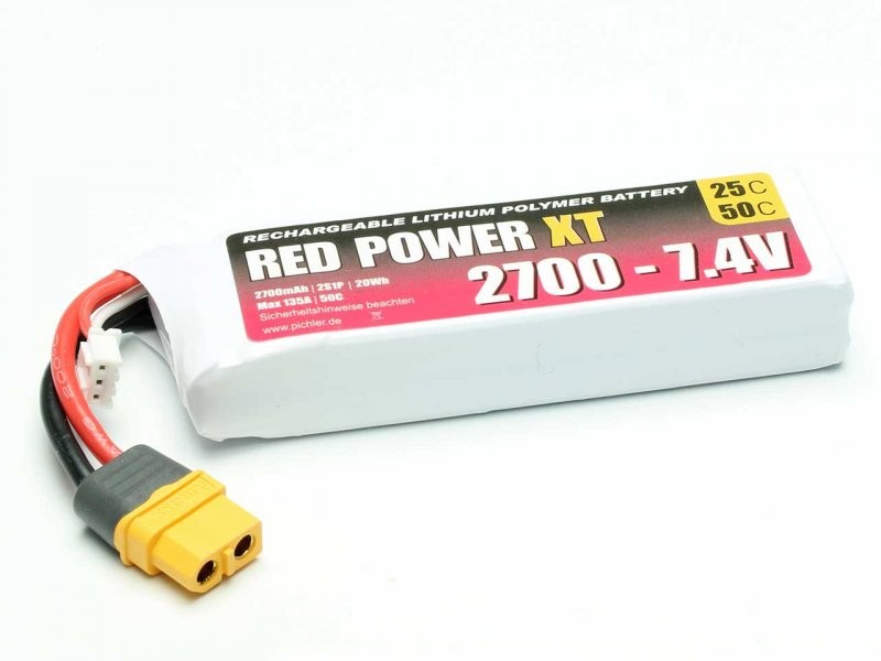 Pichler RED POWER XT LiPo Akku 2700 mAh – 7,4 V 2S1P mit XT60 Stecker