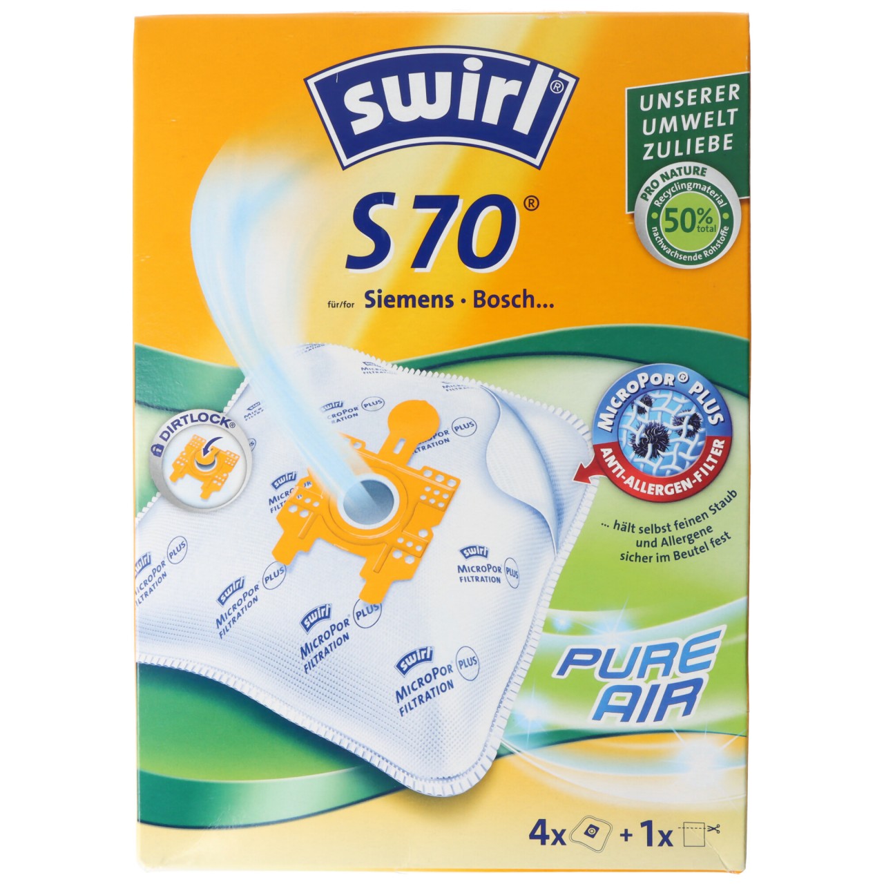 Swirl Staubsaugerbeutel S70 MicroPor Plus für Siemens und Bosch Staubsauger