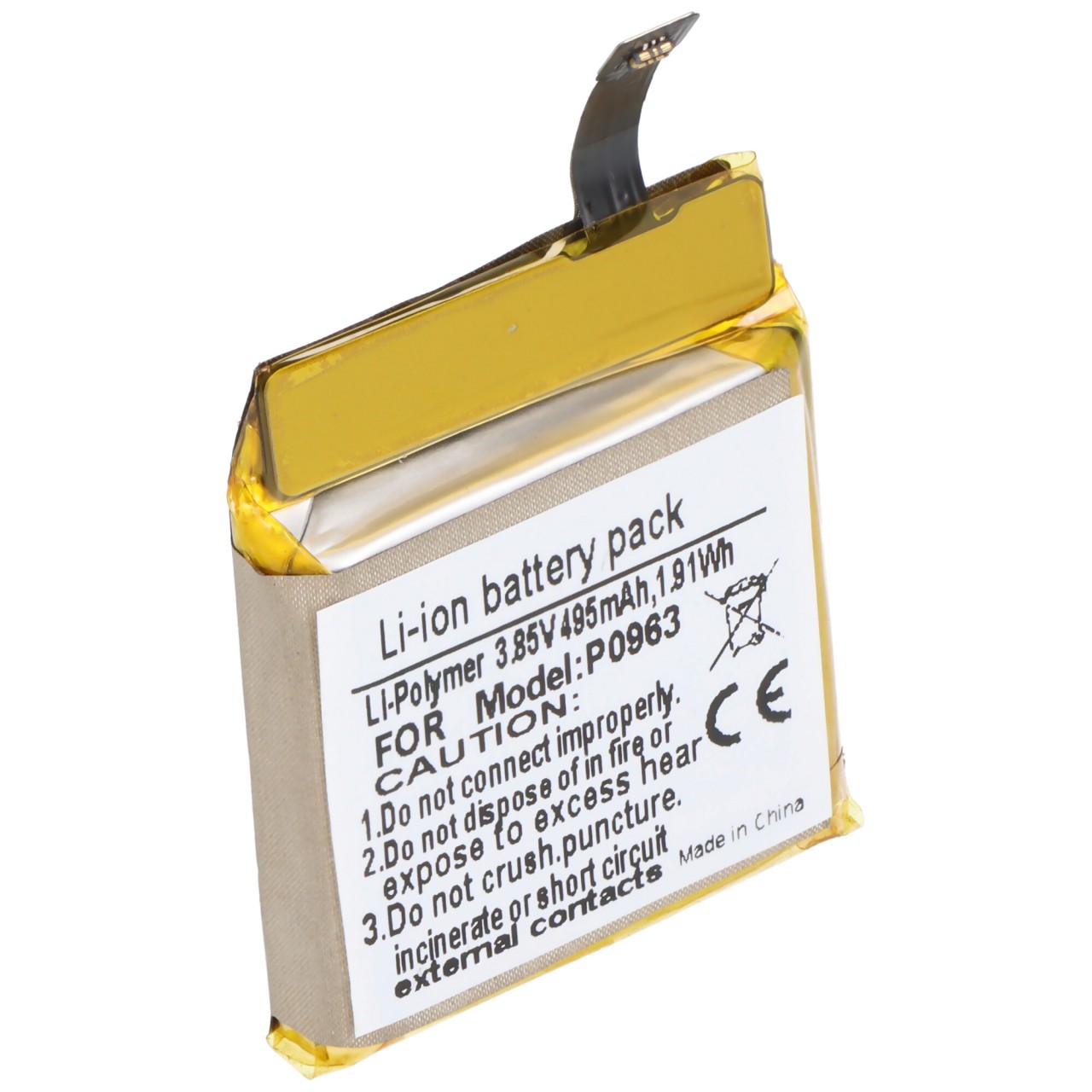 Akku passend für T-Mobile SyncUP Kids Watch, Li-Polymer, 3,85V, 495mAh, 1,91Wh,  ohne Werkzeug