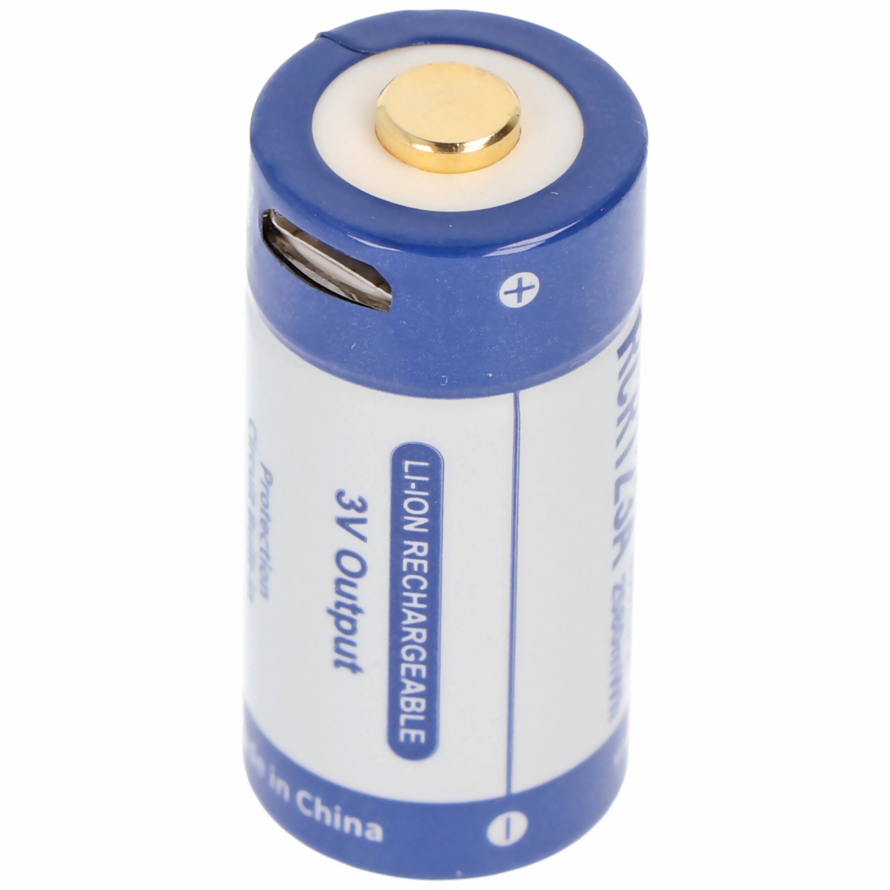 RCR123A 3.0 Volt 880mAh 1,5A Lithium Ionen Akku 16340, wiederaufladbar nur über micro USB