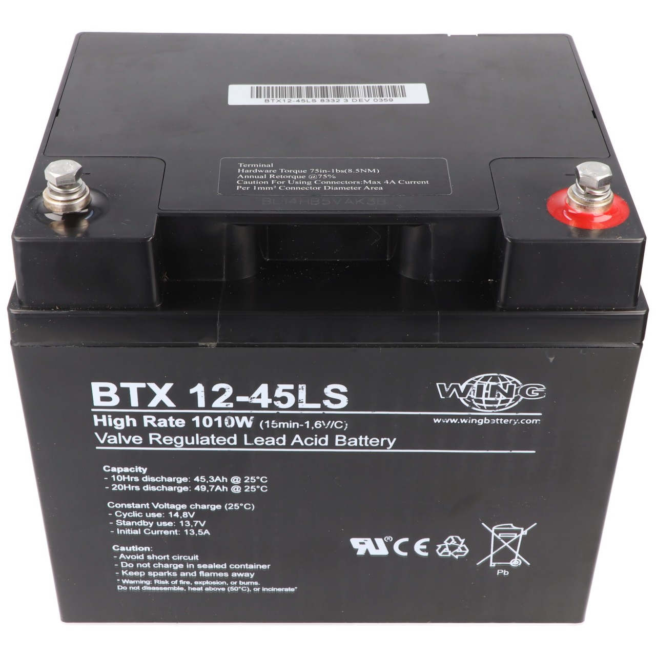 Wing BTX12-45LS 12V 47Ah high rate hochstromfähig Bleiakku AGM Blei Gel Akku