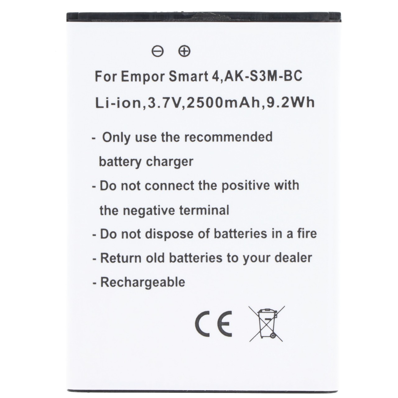 Akku passend für Emporia Smart 4 AK-S3M-BC Li-ion 3,7V 2500mAh 9,2Wh