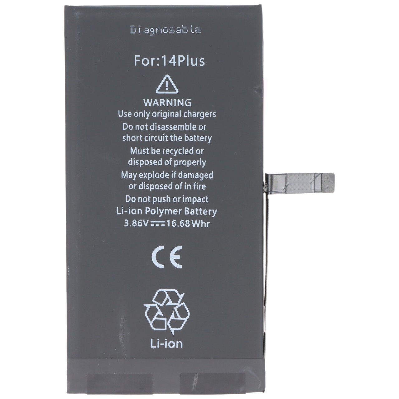Akku passend für Apple iPhone 14 Plus, diagnostizierbar, Li-Polymer, 3,86V, 4325mAh, 16,68Wh,  ohne Werkzeug