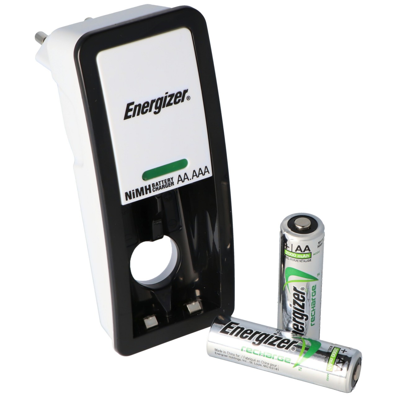 Energizer Mini Charger inklusive 2 AA NiMH Akkus 2000mAh Stecker-Ladegerät