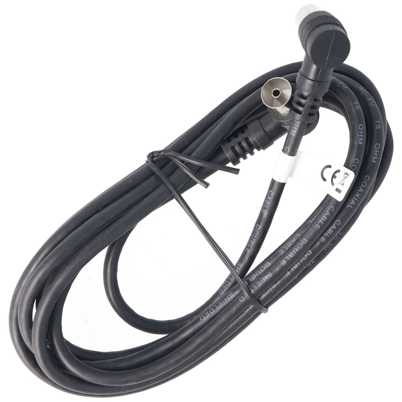 TV Anschlußkabel, koaxial Anschluss Kabel Winkel schwarz 2,5 Meter