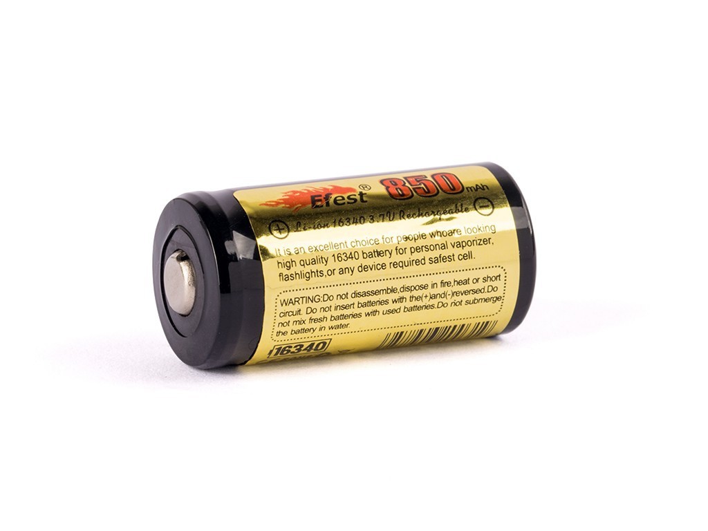 Efest ICR 16340 V2 Gold 850mAh 3,6V - 3,7V ungeschützt