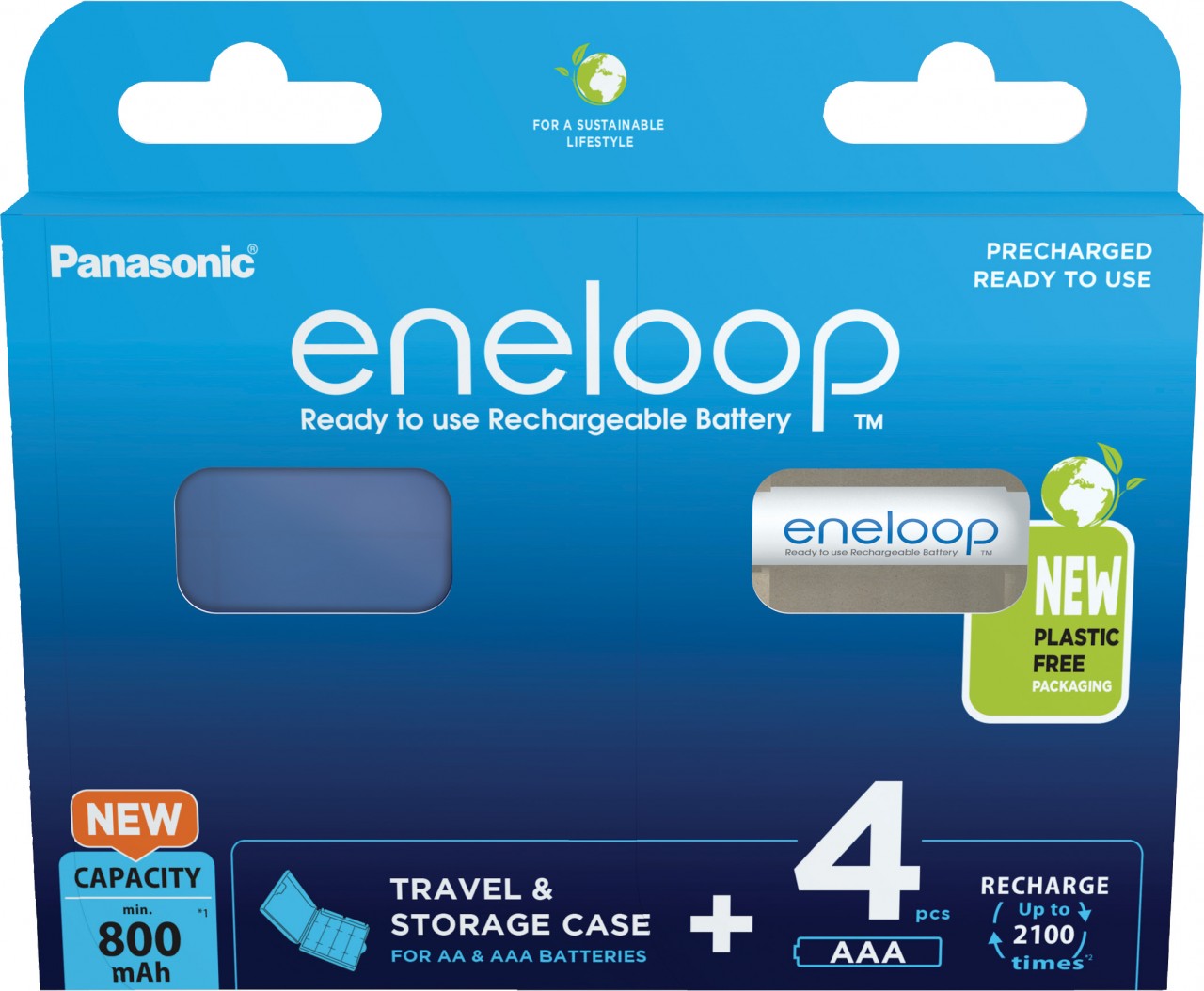Eneloop Akku NiMH, Micro, AAA, HR03, 1.2V/800mAh Pre-charged, inkl. Akkubox, Retail-Blister (4-Pack)