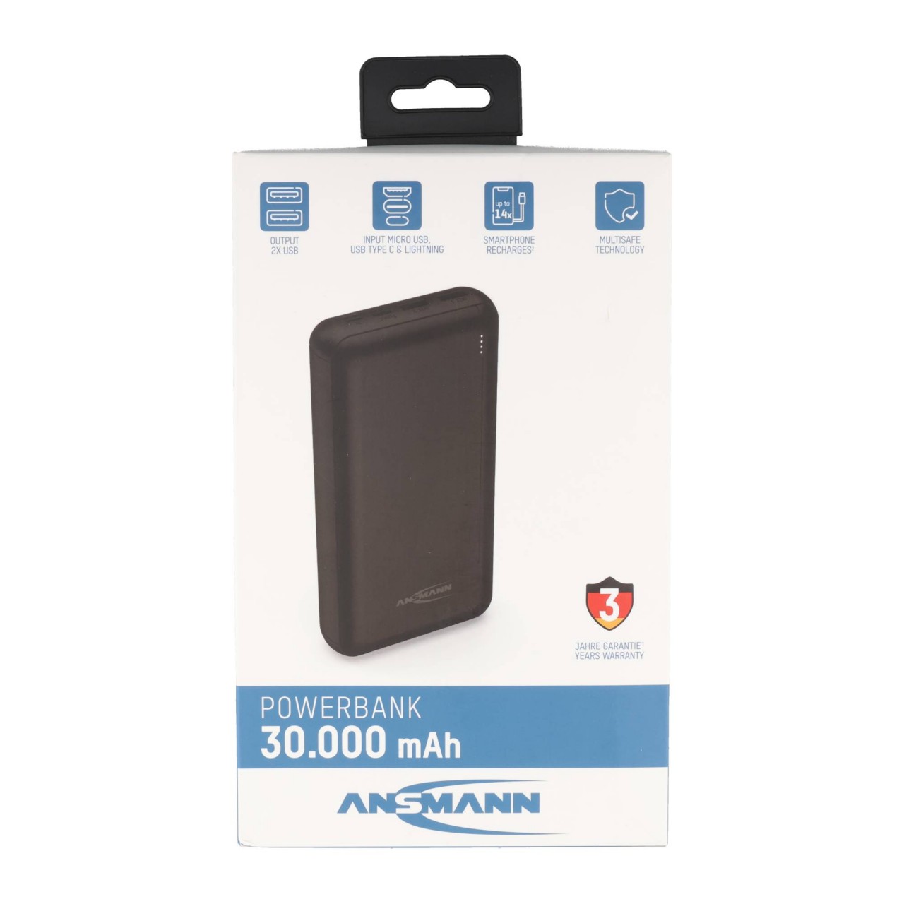 Ansmann Powerbank PB212 30.000mAh, extrem leistungsstark, mit Multi-Safe-Technologie, schwarz
