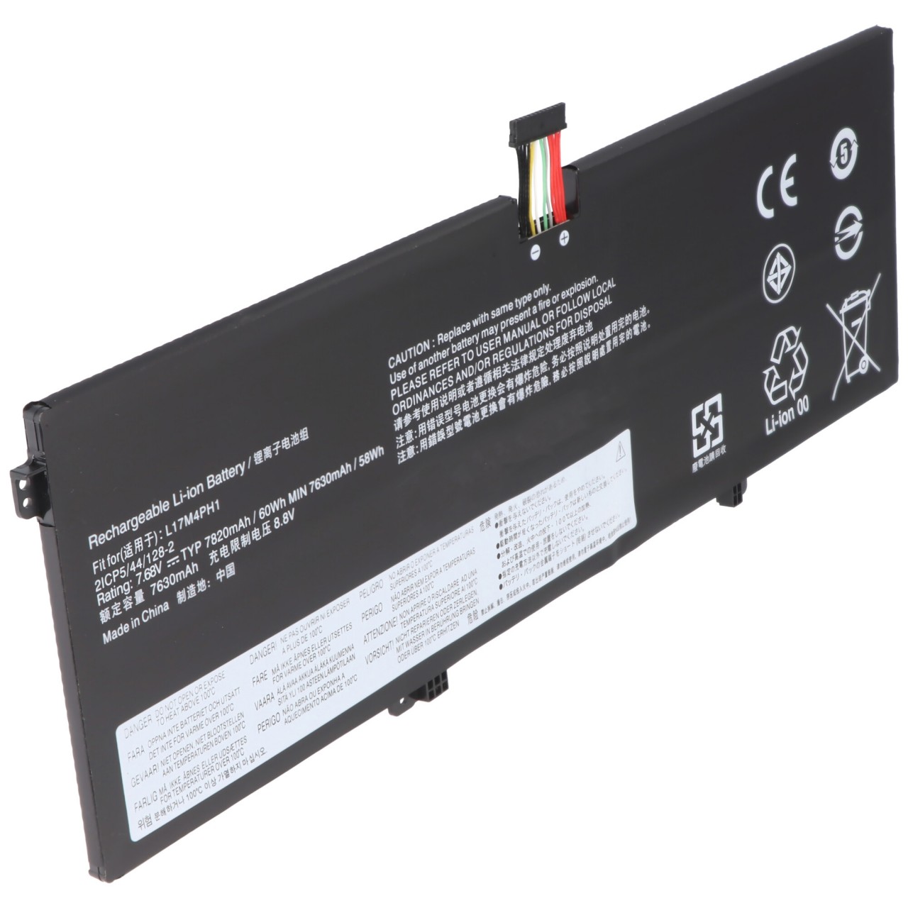Akku passend für Lenovo Yoga C930, Li-Polymer, 7,68V, 7820mAh, 60Wh