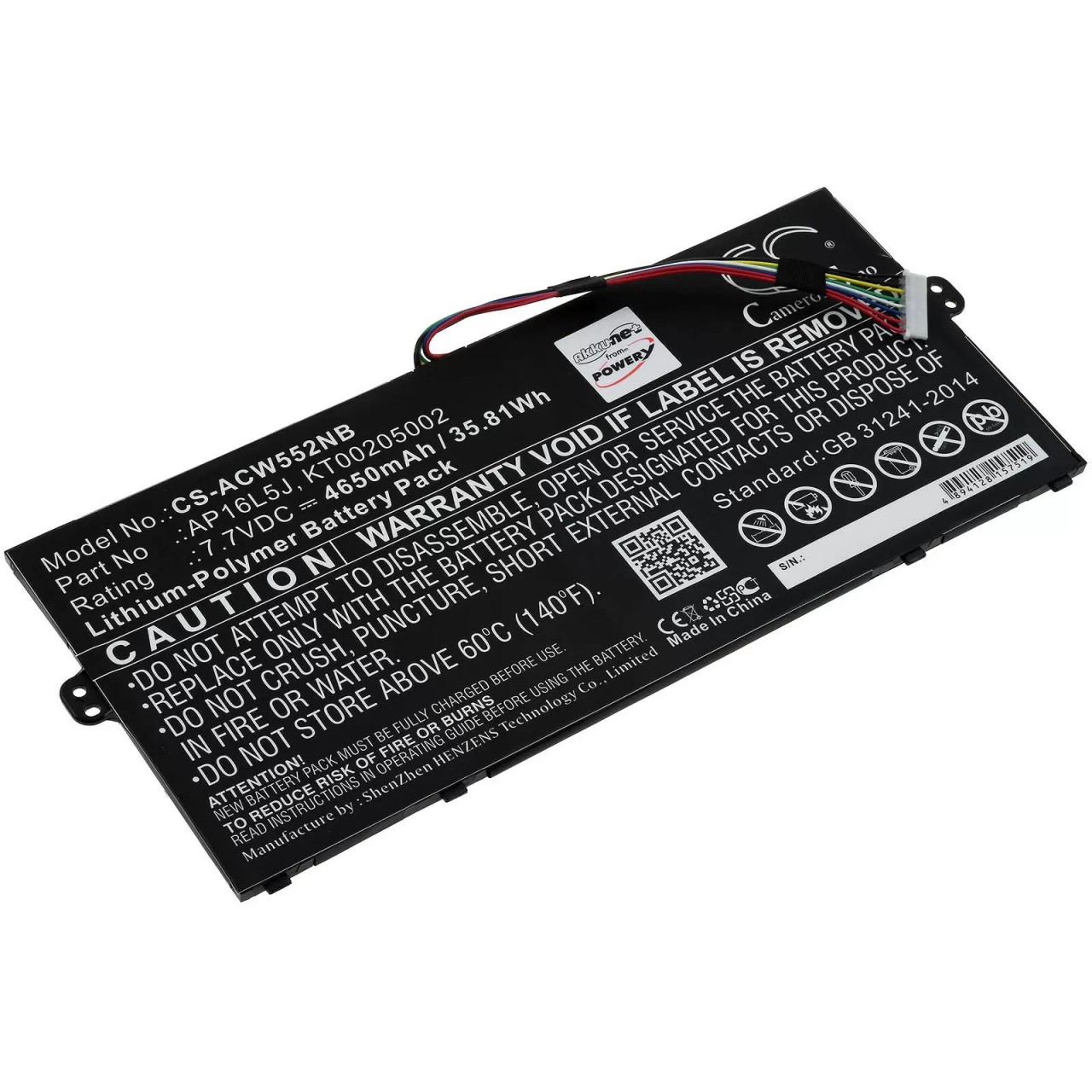 Akku passend für Laptop Acer Swift 5 SF514-53T-573Y, Swift 5 SF514-52T-599X, Typ AP16L5J u.a. - 7,7V - 4650 mAh