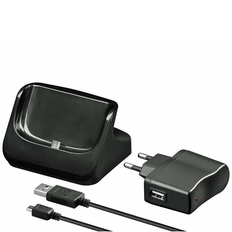 USB Dockingstation schwarz passend für Samsung Galaxy S3 Handy