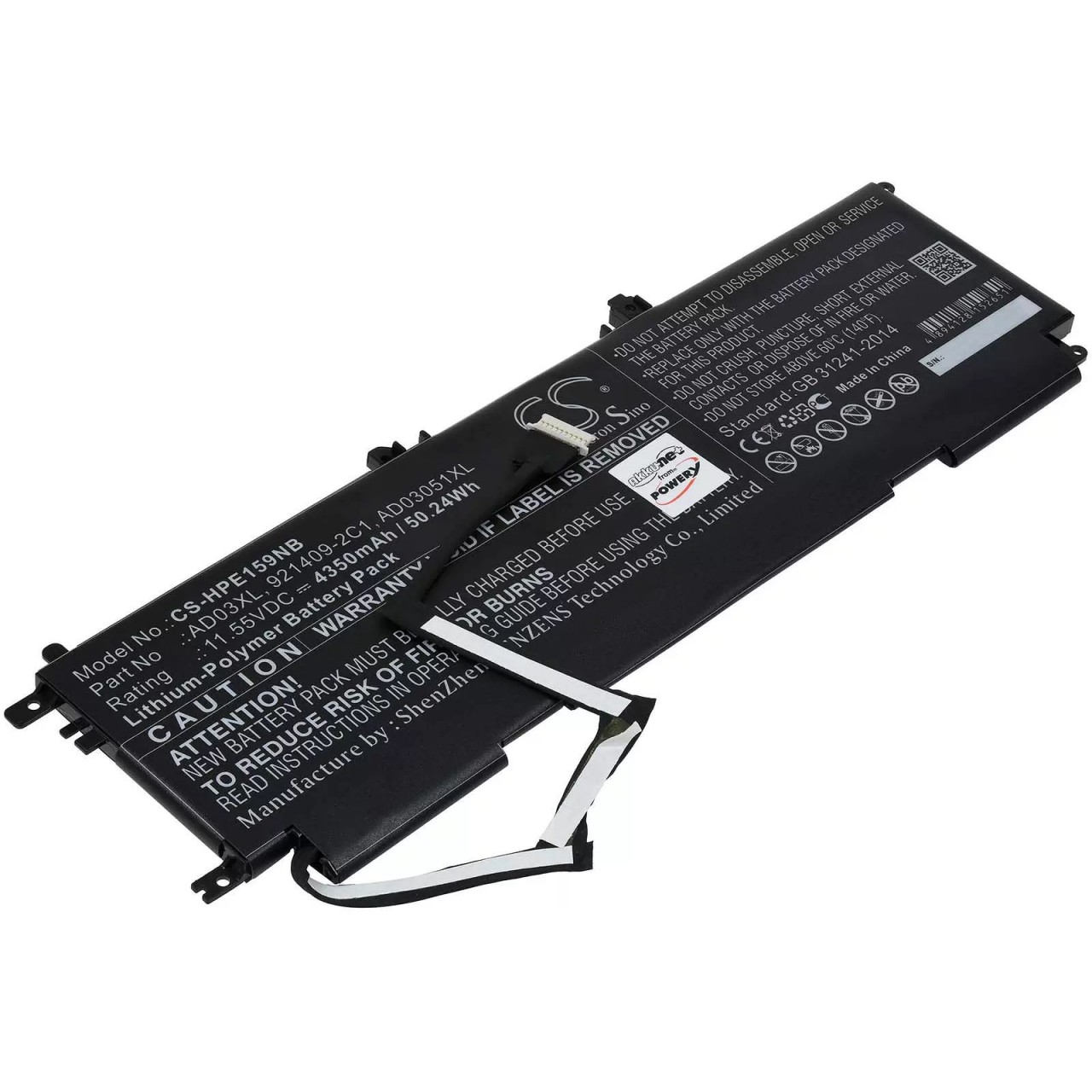 Akku passend für Laptop HP Envy 13-ad000, Envy 13-ad100, Typ AD03XL - 11,55V - 4350 mAh