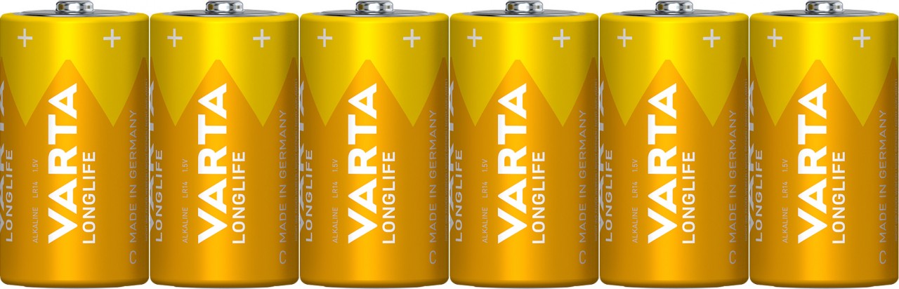 Varta Batterie Alkaline, Baby, C, LR14, 1.5V Longlife, Folienverpackung (6-Pack)