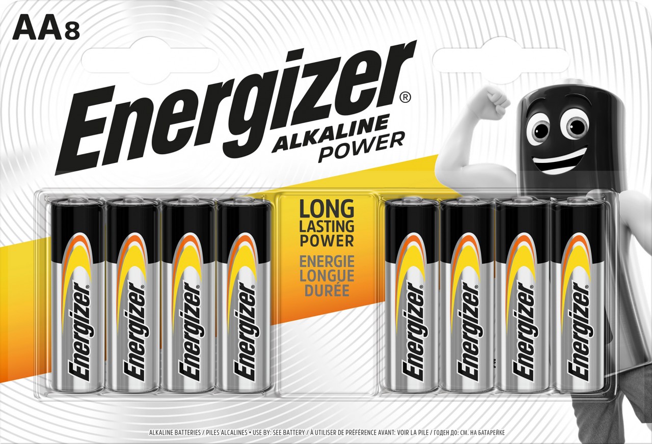 Energizer Batterie Alkaline, Mignon, AA, LR06, 1.5V Alkaline Power, Retail Blister (8-Pack)