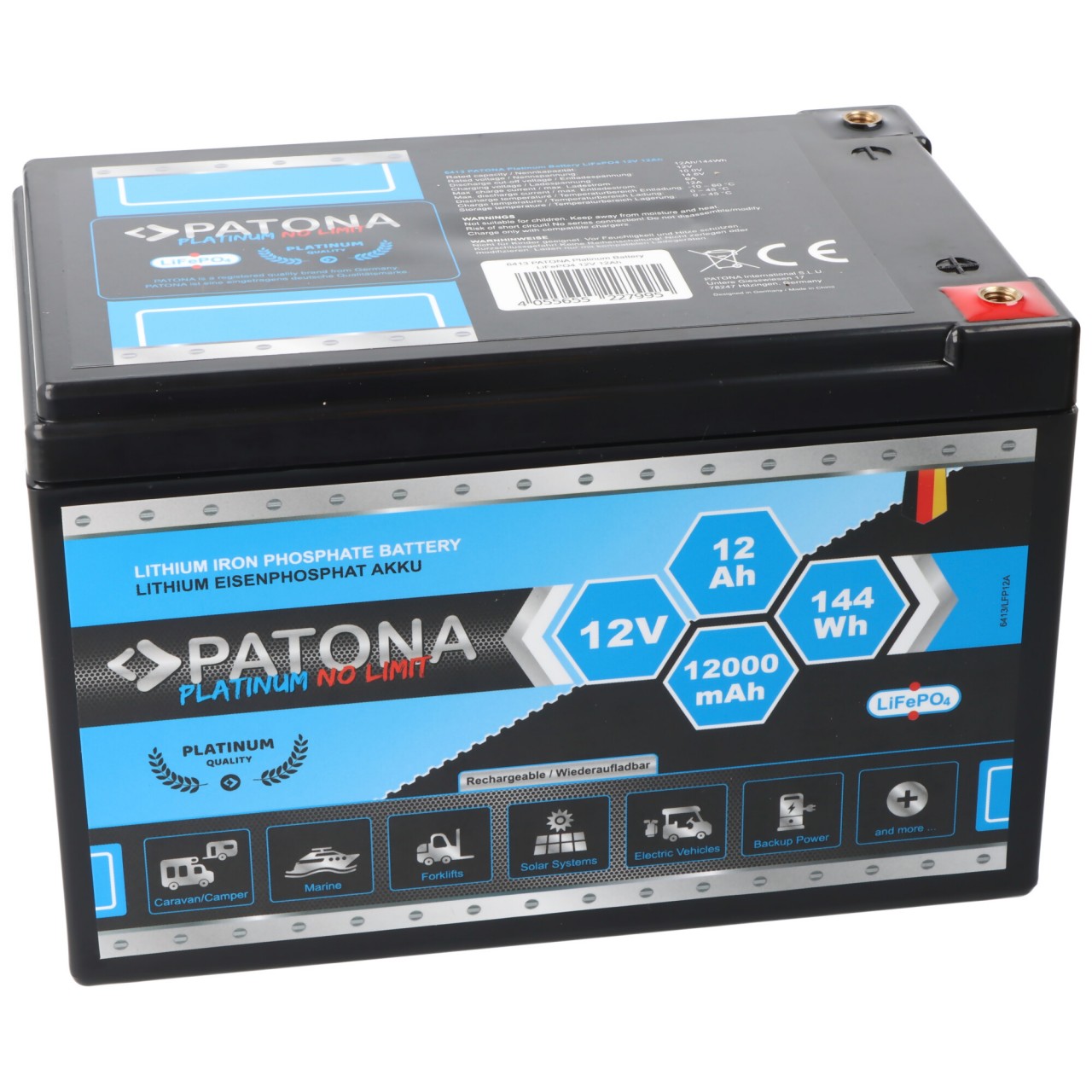 Platinum LiFePO4-Akku 12Ah LiFePO4 Standard Akku, max. 12A Entladestrom