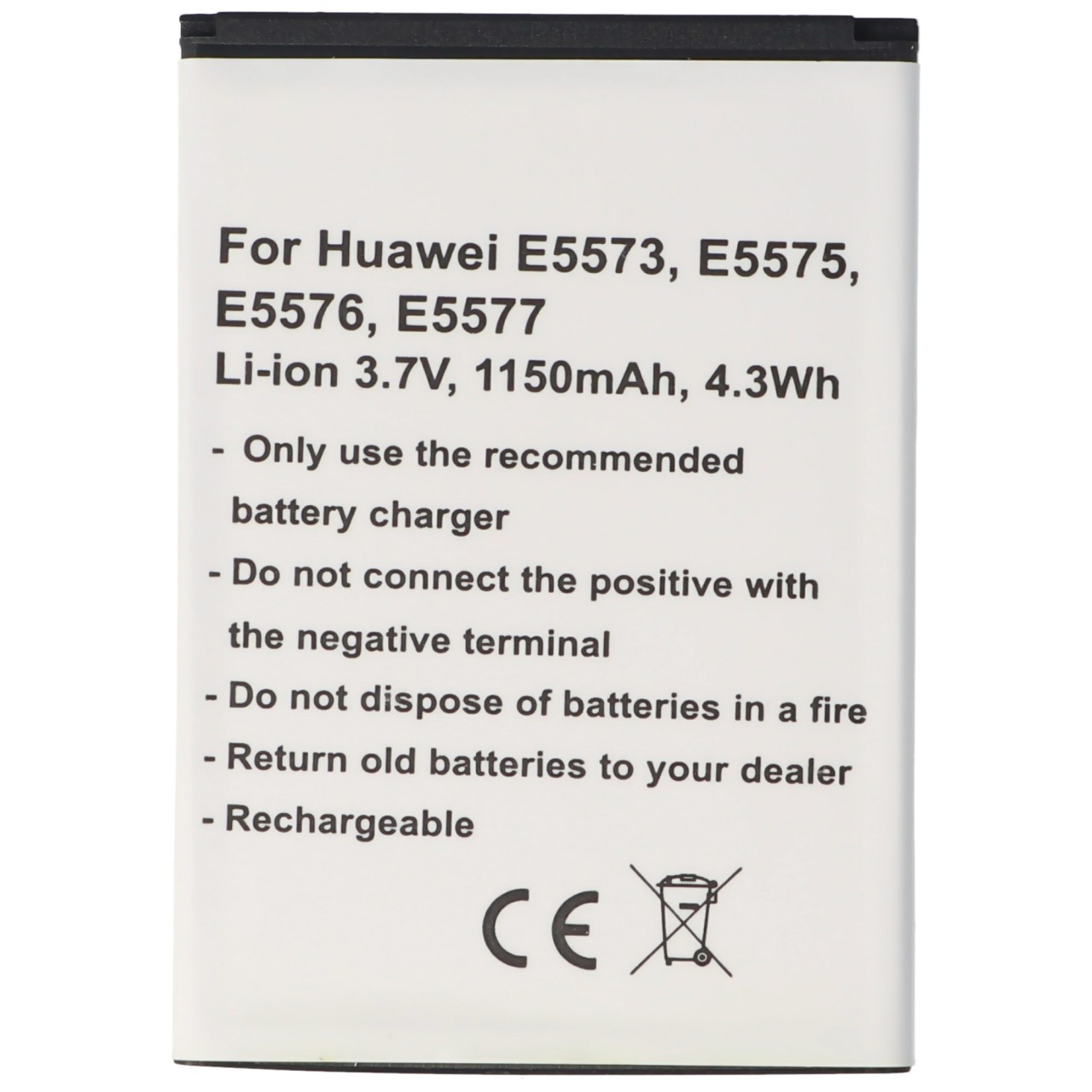 Akku passend für Huawei E5573, E5575, E5576, E5577, Li-Ion, 3,7V, 1150mAh, 4,3Wh - 1ICP4/45/62