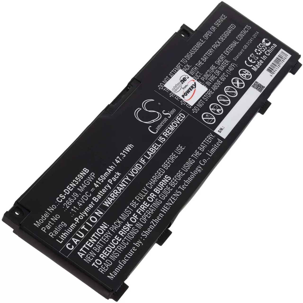 Akku passend für Laptop Dell Inspiron 14 5490, Typ 266J9, Typ M4GWP - 11,4V - 4150 mAh