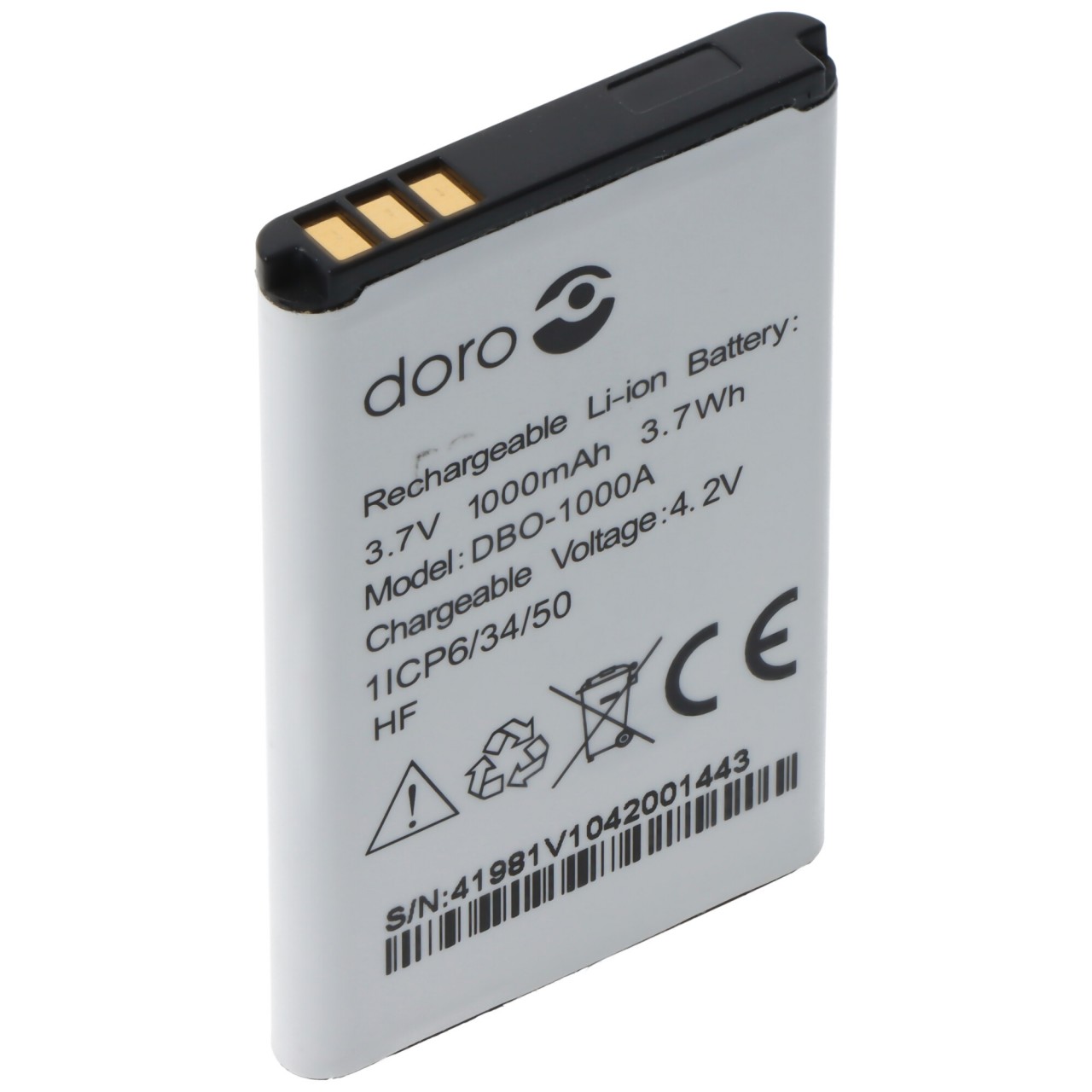 Original Doro Akku passend für Handy Doro 1370, 2404, DBO-1000A, 1ICP6/34/50, 3,7V, 1000mAh