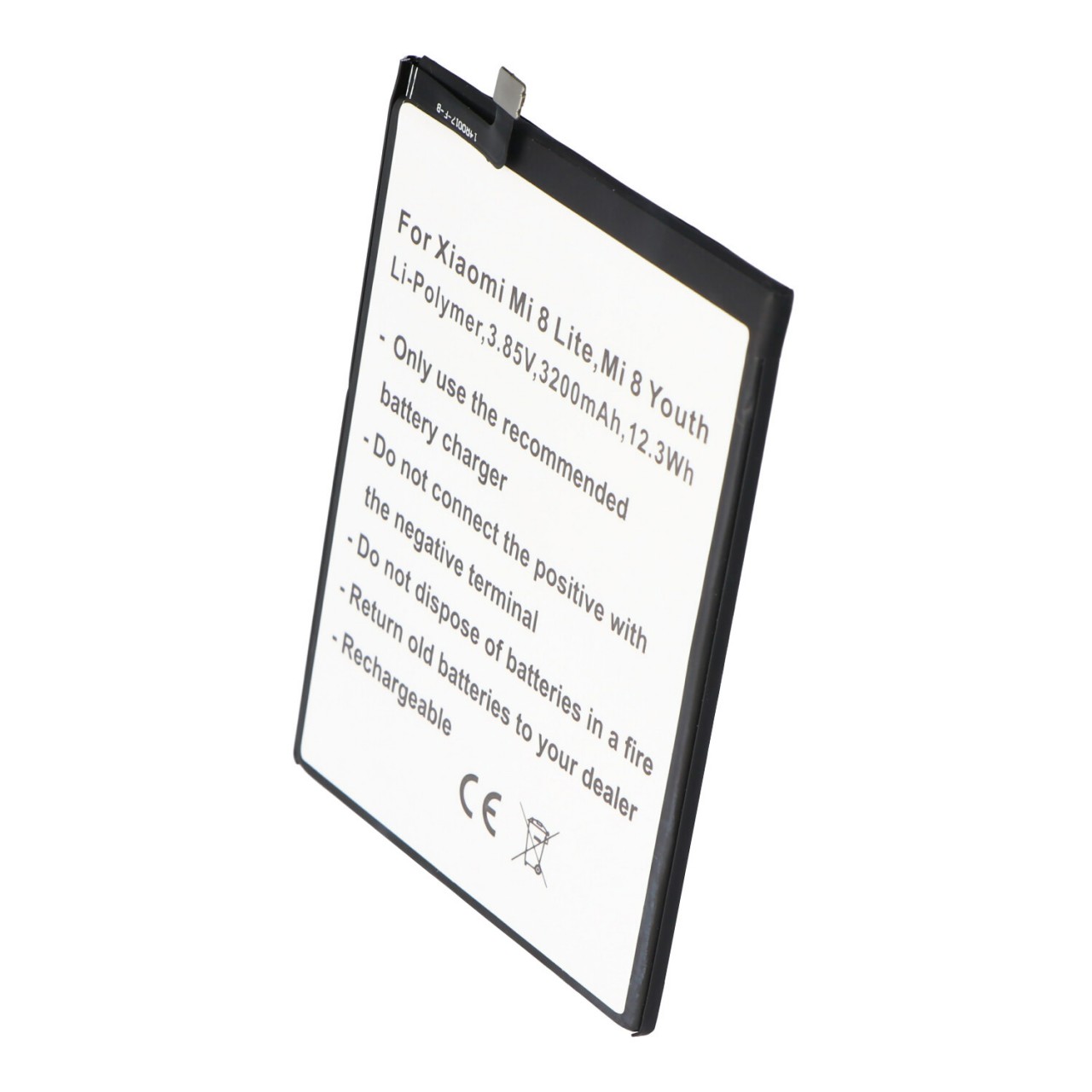 Akku passend für Xiaomi Mi 8 Lite, Mi 8 Youth, Li-Polymer, 3,85V, 3200mAh, 12,3Wh, built-in, ohne Werkzeug