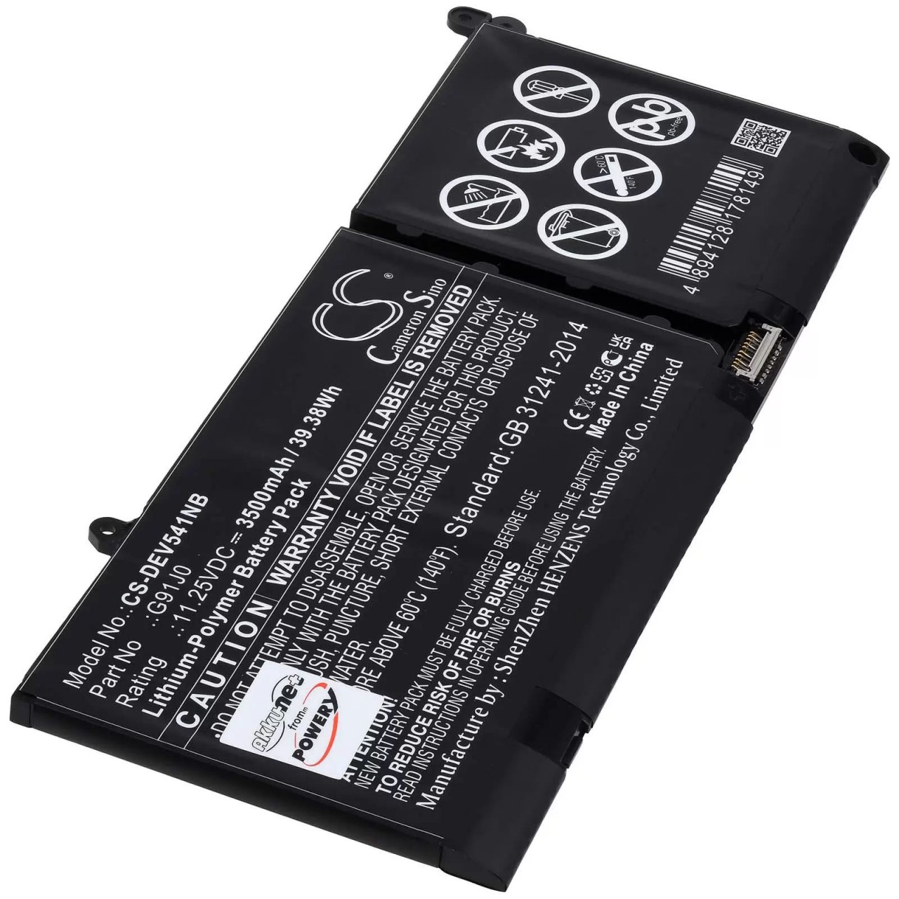 Akku passend für Laptop Dell Inspiron 5515, Latitude 3420, Vostro 3515, Typ G91J0 - 11,25V - 3500 mAh