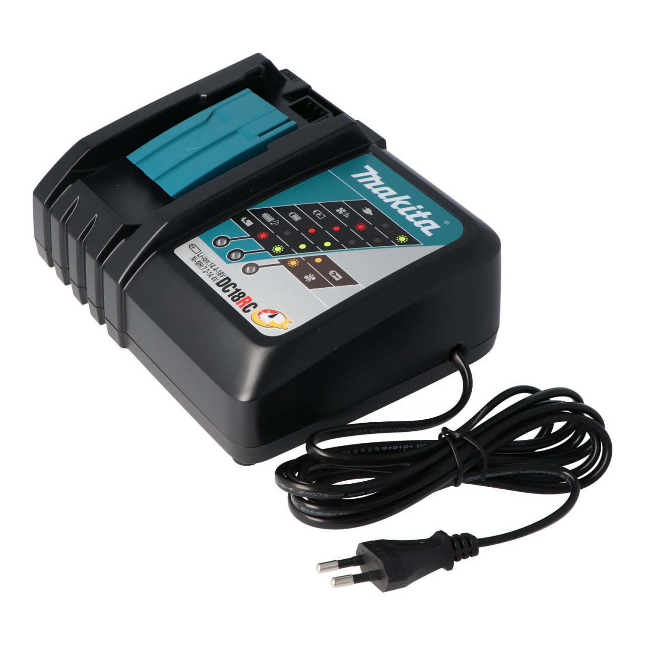 Makita Schnellladegerät DC18RC 195584-2, Ladestrom max. 6A, lädt 9,6V, 10,8V, 12V, 14,4V und 18 Volt Makita Li-Ion Akkus