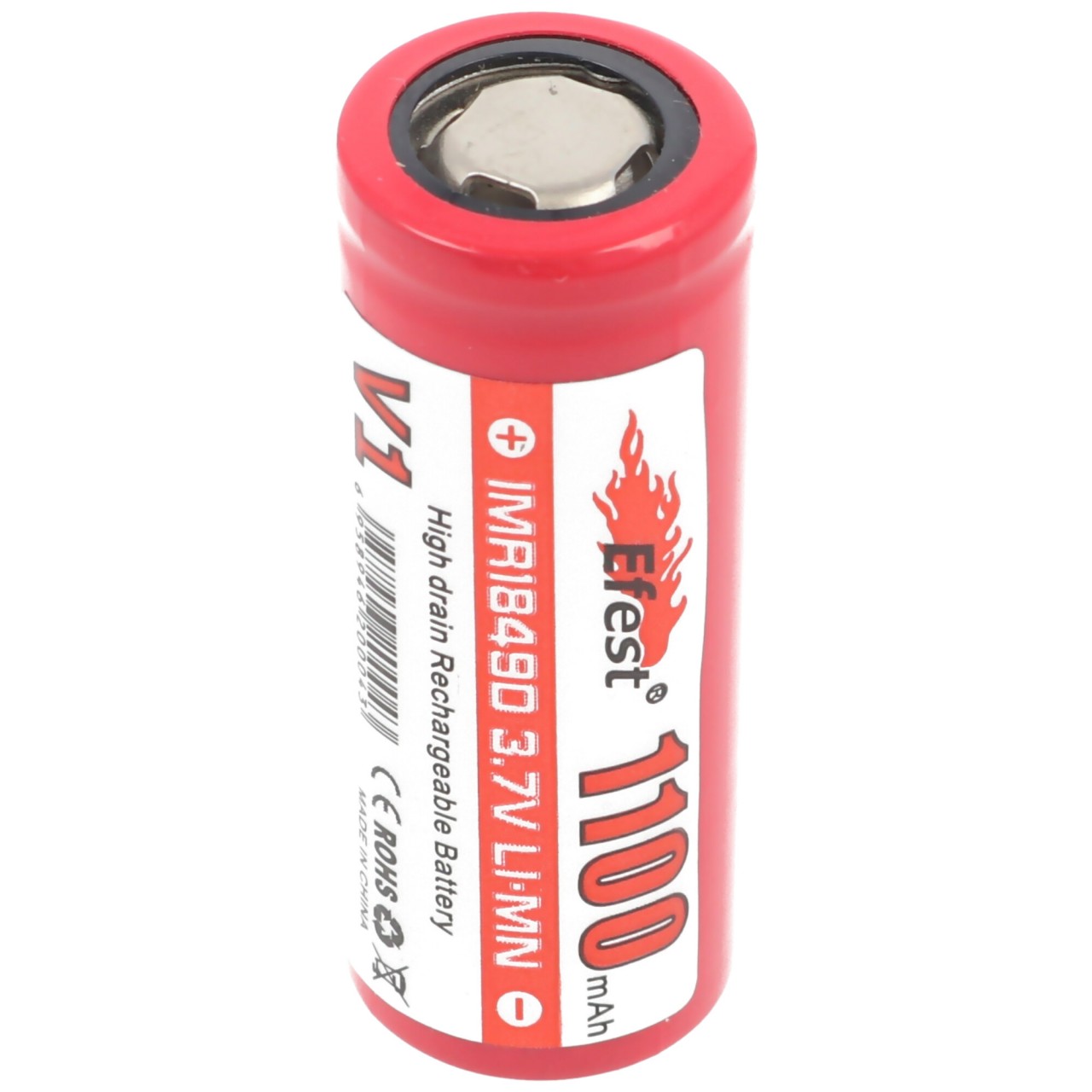 Efest IMR 18490 V1 1100mAh, 3,7 Volt 18,3x49mm Flattop ohne Kopf