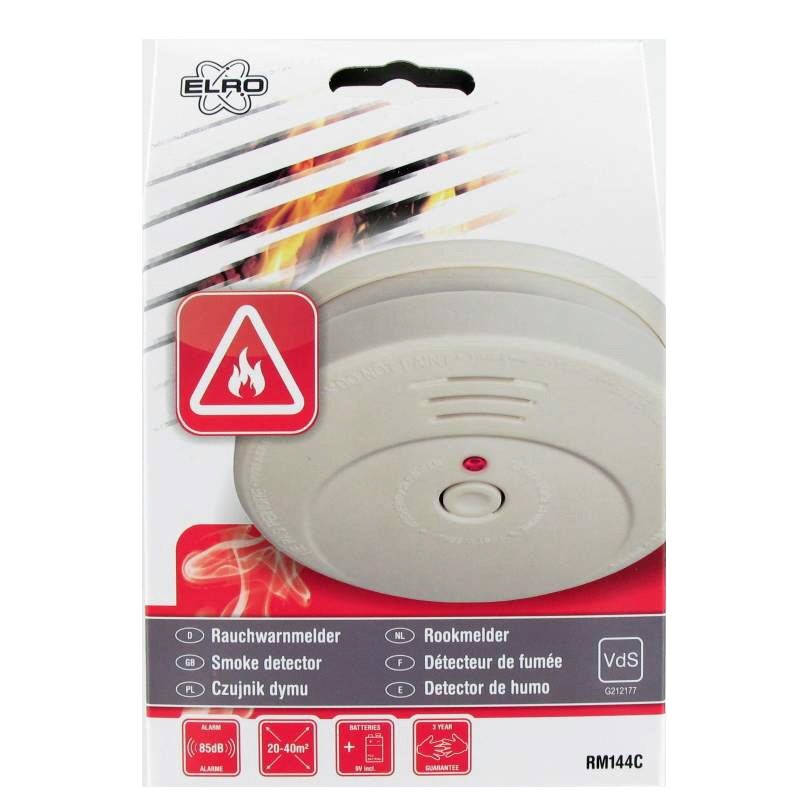 Fotoelektronischer Rauchmelder mit lautem 85 dB(A) Warnton inklusive Batterie