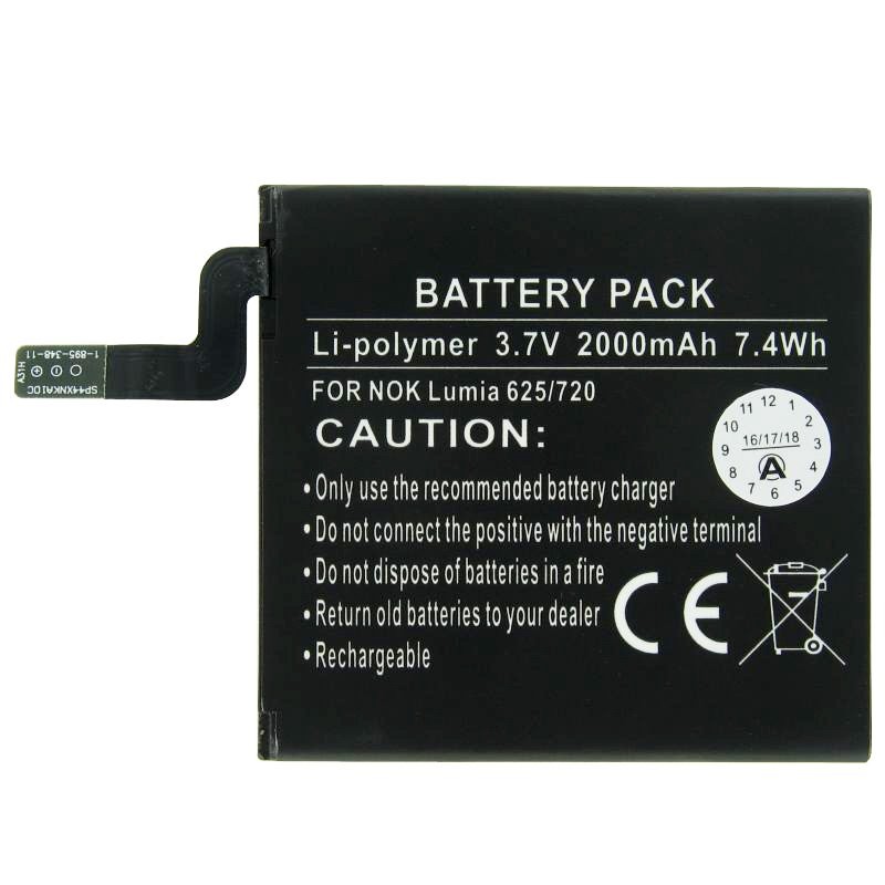 Akku passend für Nokia Lumia 625, Lumia 720, Nokia BP-4GWA 3,7 Volt 2000mAh