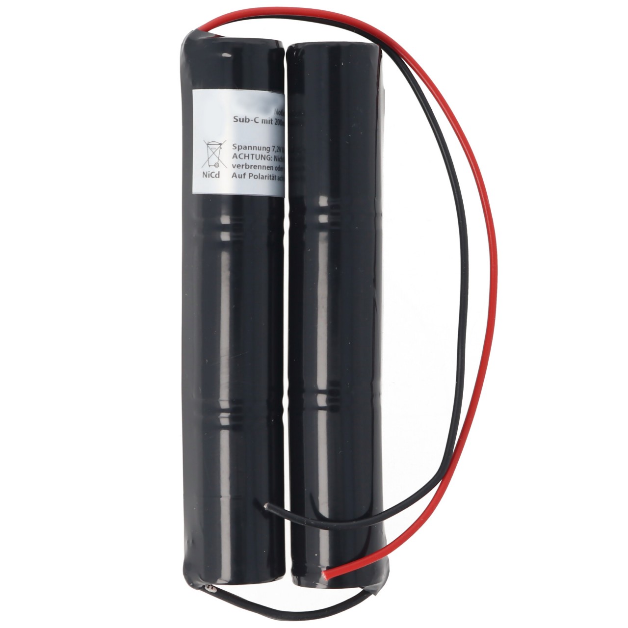 Notleuchtenakku NiCd 7,2V 1800mAh 2x L1x3 Sub-C mit 200mm Kabel