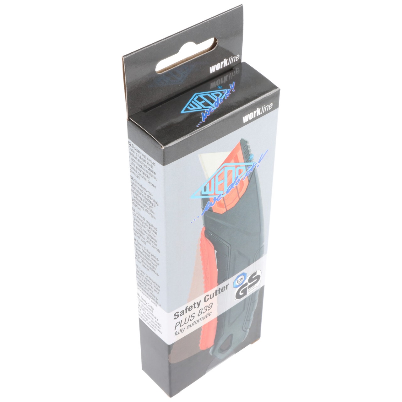 WEDO Safety-Cutter Plus 839, mit Standartklinge, vollautomatischer Klingenrückzug, arretierbarer Hebel